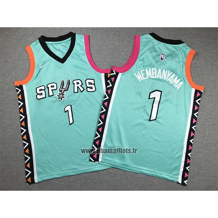 Maillot Enfant San Antonio Spurs Victor Wembanyama NO 1 Ville 2022-23 Vert